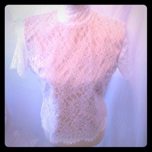 Cetta laced turtleneck short sleeve blouse